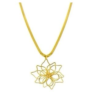 $75 Adornia 14K Gold Plated Herringbone Wire Flower Necklace
